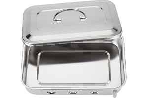 OLYCRAFT Vassoio per Strumenti In Acciaio Inossidabile Organizer 16x24x5.4 cm Scatola Solida per Strumenti con Coperchio Scatola Rettangolare per Strumenti Da Laboratorio Chirurgico