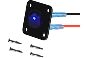 RUNCCI-YUN 12V-24V interrupteur a bascule, LED Interrupteur à Bascule Rond,1Gangs, 12V 20A / 24V 10A SPST rond Panneau de commutation 12V pour Voiture, Camion, Voitures de Course, Marine(bleu）