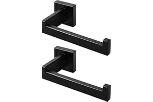 HITSLAM Portarrollos Papel Higiénico Baño Negro, 304 Acero Inoxidable, Porta Rollos para La Cocina y El Haño, Portarollos de Papel Higiénico Mate Premium Montaje en Pared 2 Piezas (Cuadrado)