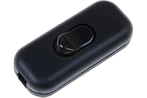 FUCHSWERK Zwischenschalter Schnurschalter - 2-3 polig 6A 250V - Schnurzwischenschalter, Wippschalter, Zuleitungsschalter, Kabelschalter, Schalter | Schwarz