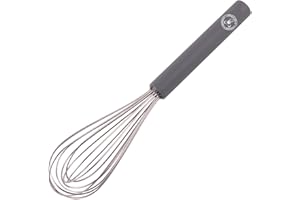 Starchef Stainless Steel Whisk Egg Beater Silicone Anti-Slip Handle Soft Grip（10.5Inch/Grey）