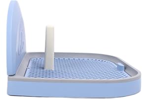 cersalt Inodoro de Malla para Mascotas, Inodoro Portátil Compacto para Perros Que Mantiene Las Patas Secas con Cubierta de Pared de Poste Extraíble para Gatos para Perros(Cielo Azul)