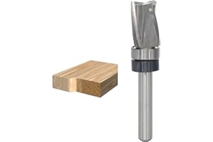 Sinoprotools Solid Carbide Flush Trim Router Bit, 1/4 Inch Shank 3-Flute Down Cut 1/2" Cutting Diameter，1'' Cutting Length，Top Bearing Spiral Pattern Router Bits for Wood Flush Trimming