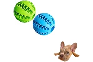 LUXXTORE 2pcs Pelota Limpieza Dientes Perro, Pelotas Caucho Natural, Limpieza Dientes, Duradera, Comedero, Limpieza de Dientes, Juguetes Interactivos Perros, Color Azul Y Verde (5 cm).