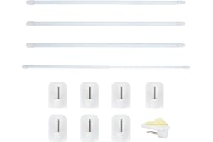 HASUDEI 4PCS Bastone Tenda Estensibile 40-70cm Senza Foratura Asta per Tenda Regolabile con 8pcs Ganci Adesivi per Tende per Finestre Negozio Armadio Cucina Bagno