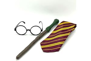 Dreamzfit - Wizard School Fancy Dress Tie Glasses Wand Set Magician Outfit Book Week