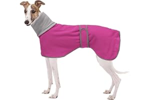Geyecete - Abrigo con Forro Polar para Perro, con Bandas Ajustables, para Invierno Clima frío,Jersey con Agujero del arnés, para medianos y Grandes Perros Galgo-Rosa-M