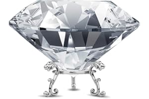 ADWIKOSO Large Crystal Diamond Paperweight with Stand Jewels Wedding Decorations Centerpieces Home Decor 3.93 inch (Clear 100mm)
