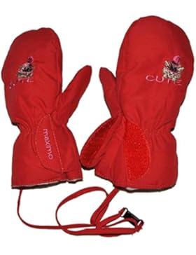 Handschuhe mit langem Schaft + Klettverschluß rot - Größen: 1 bis 5 Jahre - Thermo gefüttert Thermohandschuh -...