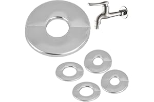 WENRERO Rosetten Abdeckung, 5 Stück Abdeckrosetten Edelstahl in 3 Größe Selbstklebende Ventilloch Abdeckung Silber Geteilte Rohrabdeckungen für Wasserhähne, Rohre,51mm (1) / 34mm (2) / 23mm (2)