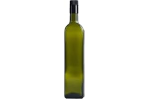 FERRAMENTA BONIFAZIO Set da 6 Bottiglie Olio Marasca Scura da 1 Litro con Tappo Salvagoccia Ideale per di Olio, Liquori e Altri Liquidi Conservazione Sicura e Pratica (1 Litro - 6 Pezzi)
