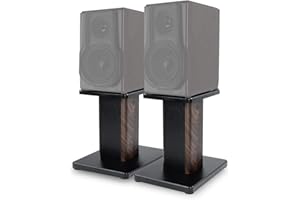 BQKOZFIN 11.81 inch(30cm) Wood Speaker Stands, 1 Pair, Stands for Home-Cinema HiFi Bookshelf Box and Satellite Speakers Wood Grain Enhanced Audio Listening Experience for Home Theaters