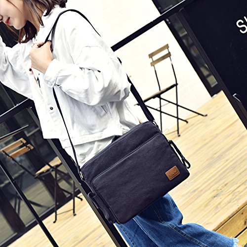 MeCooler Schultertasche Vintage Umhängetasche Herren Kuriertasche Schule Herrentaschen Retro Messenger Bag Canvas Taschen für Tablet Sport Reisetasche Sporttasche Segeltuchtaschen - 6