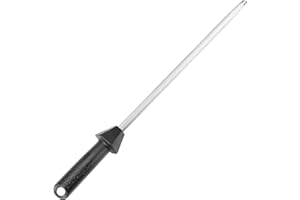 sharpeak Total 45 cm/Rod Length 30 cm Sharpening Steel Knife Sharpeners with Built-in Angle Guides, Honer for Kitchen Knives, Sharpener, magnetized honing Rod HRC Over 60, Black and Silver