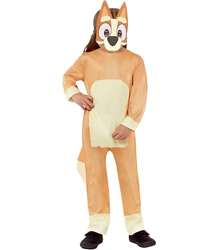 Rubies Costume Officiel Bingo Bluey Enfant - Taille 3-4 Ans - Combinaison + Tête Amovible - Déguisement Halloween