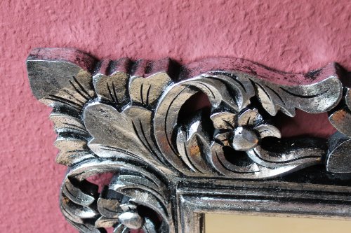 Naturesco Hübscher Barockspiegel silber antik Hoch- und Querformat 100cm x 70cm - 8