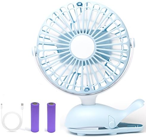 HISPIRIT Clip on Fan, Mini Desk Fan Portable Rechargeable Battery Operated for Laptop Table Workout Baby Stroller Car Camping Home Office,Blue