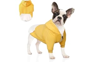 meioro Fermeture à glissière à Capuchon Vêtements pour Animaux de Compagnie Chien Chat Vêtements Mignon Vêtements pour Animaux Chaud à Capuche Français Bulldog Pug(Jaune,L)
