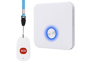 ALEENFOON - Allarme portatile per casa wireless, con pulsante di chiamata di emergenza, allarme panico, ricaricabile, per pazienti che necessitano di cure e anziani, disabili (1 a 1)
