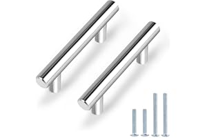 Probrico 10 PCS Polished Chrome Kitchen Drawer Knobs Hole Spacing 64mm 2.5" Furniture Cabinet Door Handles Cupboard Pull Stainless Steel