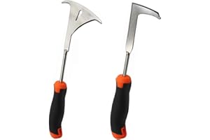 ROSYLEVE 2PCS Estirpatore Erbacce Manuale in Acciaio Inox per Rimuovere Muschio ed Erbacce dalle Fughe di Pavimentazione, Raschietto per Fughe con Manico Attrezzi da Giardino