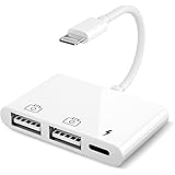 Adattatore Fotocamera USB iPhone,Adattatore USB iPhone OTG Femmina 3 in 1 Doppio USB con Cavo di Ricarica per Sincronizzazion