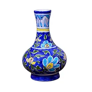 The Himalaya Craft Blue Pottery Ceramic Flower Vase