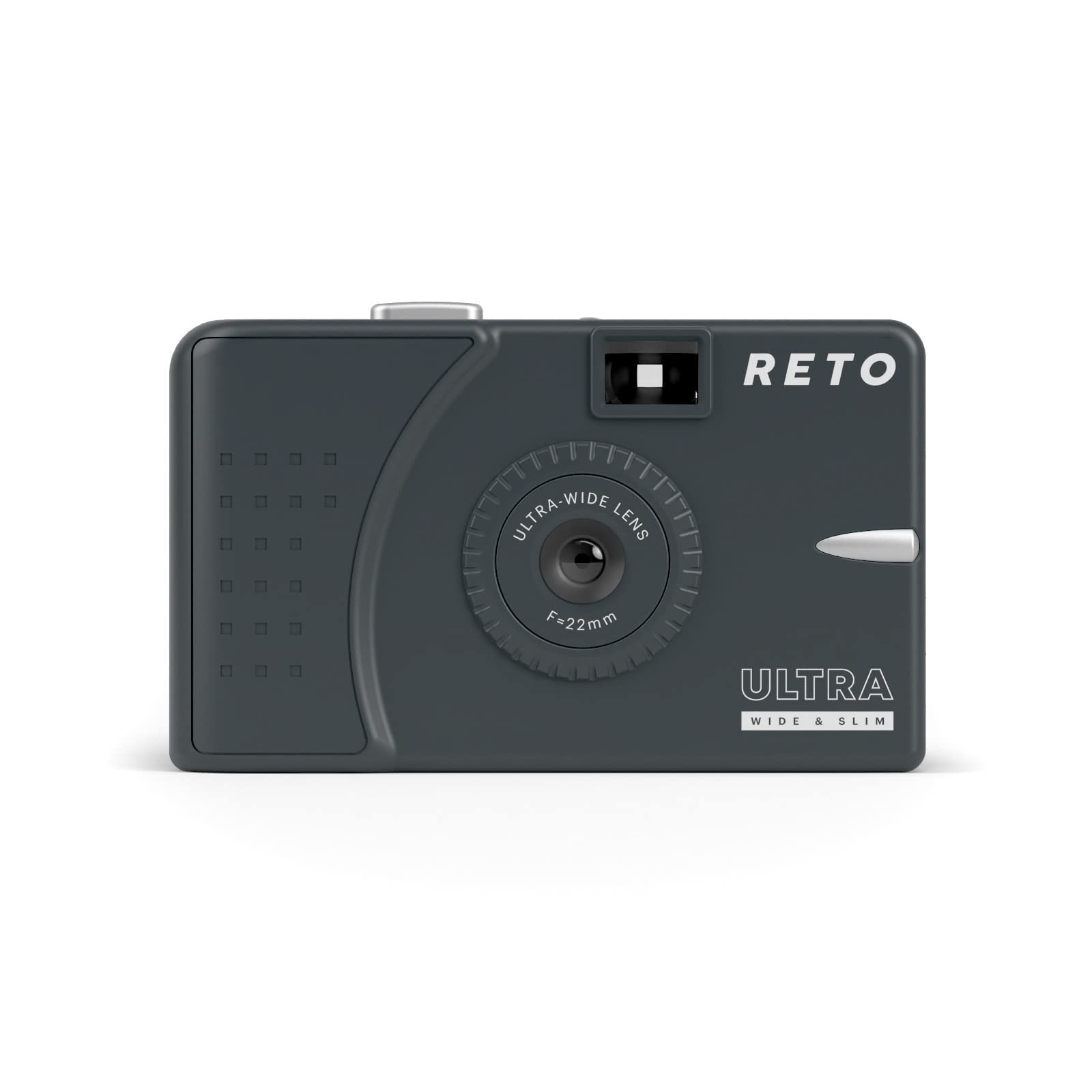 RETO Ultra Wide and Slim 35mm Reusable Film Camera - 22mm Wide Lens, Focus Free, Light Weight, Easy to Use (Charcoal)