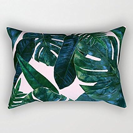 Wangzhengj Banana Leaves Rectangle Cushion Covers Pillow Cases 12 x 20 for Living Room Sofa