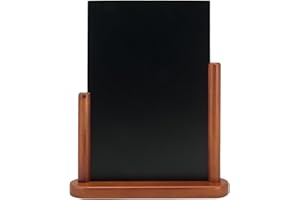 SECURIT - Pizarra de Mesa - Pizarra Portamenús de Doble Cara - Acabado Madera de Haya Lacada - Café, Bar, Restaurante - 21 x 30 cm - Color Caoba