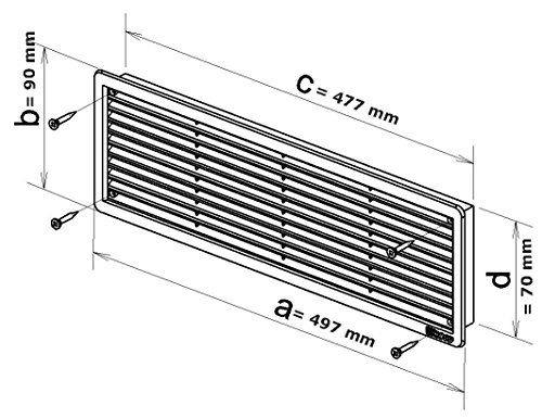 Türlüftungsgitter Lüftungsgitter Türluftgitter Türgitter weiß 500x90mm - 2