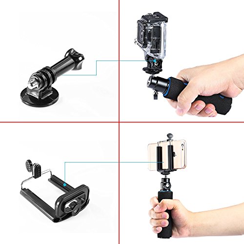 Neewer   en alliage d aluminium Poign  e Stabilisateur    main lev  e  capacit   de charge 1  kilogram 1KG  avec Phone Clip et Mount Adapter  pour appareils photo r  flex num  riques tels que Nikon  Canon  Sony A7 A7ii A7R A7S  iPhone 6s 6 5S 5 4S 4  GoPro