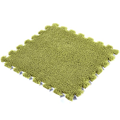 Preisvergleich Produktbild JYCRA ineinandergreifende Schaumstoff MATTEN, 9 Flauschig Gummibodenmatte Teppich Fliesen Plüsch Bereich Teppich Ideal für Kinderzimmer Dekor, Baby Raum, Spielzimmer und Kinder, PEA Green, 9Pack