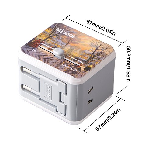 Reiseadapter 4 in1 für 150 länder Reisestecker Milool Weltweit Universal Adapter mit zwei USB Anschlüsse - 2