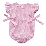 JUTOO Neugeborenes Kleinkind Mädchen Baby Bowknot Streifen ärmellose Strampler Bodysuit Kleidung (Rosa100)