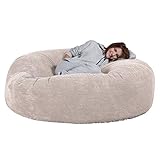 Lounge Pug, Canapé Pouf Géant 'Grande Mammouth', Pouf Canapé, Gros Pouf, Pompon Crème