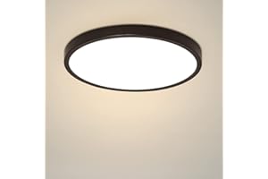 Combuh Lampa sufitowa LED, 28 W, 2520 lm, ciepła biel, 3000 K, wąska czarna, lampa sufitowa do kuchni, sypialni, salonu, łazienki, biura, na balkon, Ø 30 cm