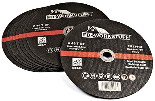 Disques à Tronçonner Professionnels │ 10 pièces │ Ø 230 mm, Épaisseur: 2 mm │ pour scie circulaire │ pour meuleuse de flexion, de tronçonnage et d'angle │ Inox │ Disques en Acier
