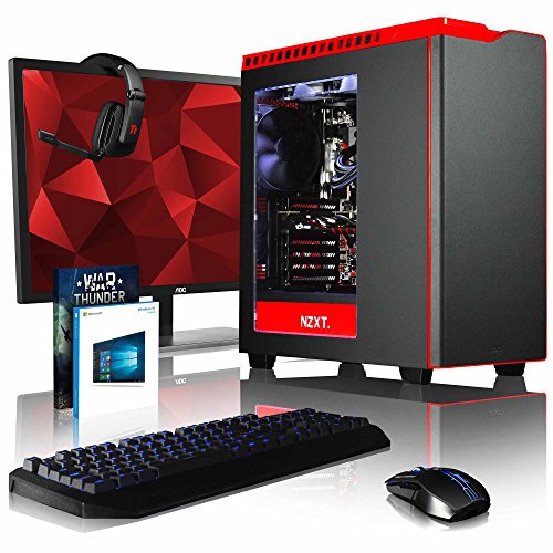 VIBOX Armageddon GM780-888 Komplett-PC Paket Gaming PC - 4,2GHz Intel i7 Quad Core CPU, GTX 1080, leistungsfähig, Wassergekühlter Desktop Gamer Computer mit Spielgutschein, 28" 4K Monitor, Gamer Tastatur & Mouse, Windows 10, Weiß Innenbeleuchtung, lebenslange Garantie* (3,6GHz (4,2GHz Turbo) Superschneller Intel i7 7700 Kabylake Quad 4-Core Prozessor CPU, Nvidia GeForce GTX 1080 8GB Grafikkarte, 16GB Team 3000MHz DDR4 RAM, 2TB Festplatte, Corsair H100i GTX Wasserkühler, NZXT Gehäuse)