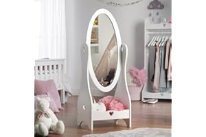 Haus Projekt Lustro Wolnostojące Dziewczęce Lustro Pełnej Długości, Dziecięce Białe Drewniane Lustro Ubierania, Ręcznie Wykonane Meble Do Sypialni Dziecięcej