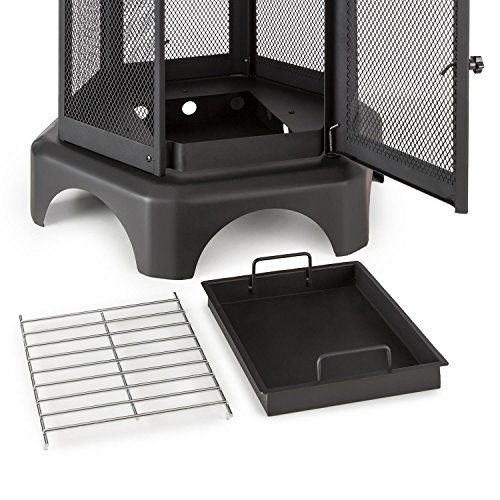 Blumfeldt Mandala Gartenkamin Feuerschale (Feuerkorb, Thermolack, verschließbare Tür, Rauchabzug, Funkenschutz, Schürhaken, Ascherost) schwarz - 4