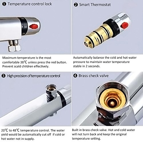 Interlink Duschthermostat thermostat Duscharmatur Mischbatterie Brausethermostat Thermostatventil Dusche - 7