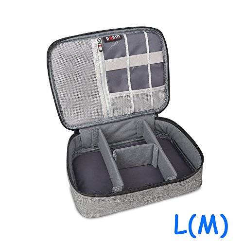 BUBM 3 Stücke Mehrfachfunktion Kabelorganiser Tasche Reisetasche für Elektronische Zubehöre wie Netzteil, Maus und USB Stricks, Denim Grau - 7