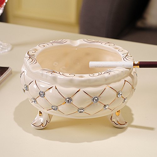 Preisvergleich Produktbild Dekorative Verzierungen - europäischer Stil Wohnzimmer Aschenbecher kreative Persönlichkeit Trend multifunktionale Luxus Couchtisch große niedliche Keramik Aschenbecher nach Hause,Runder Aschenbe,A XCJ