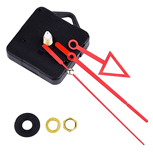 Mudder Quarzuhrwerk Mechanismus DIY Reparaturwerkzeug Kit mit dreieckigen roten Zeigern, 3/25 Zoll Maximaldialdicke, 1/2 Zoll Gesamtwellenlänge - 4