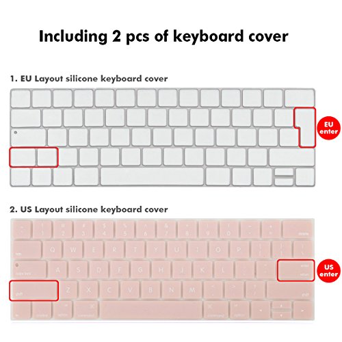 MacBook Pro 13 Hülle 2016 Touch Bar, iNeseon Ultra Slim Plastik Hartschale Tasche Cover snap on Schutzhülle Schale mit US Rose Quartz und EU Transparent Silikon Tastatur-Abdeckung Schutzhülle für Neueste Apple MacBook Pro 13 Zoll mit Touch Bar A1706, Rose Quartz - 4
