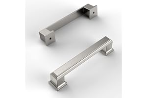 Amerdeco 6 Stück Möbelgriffe Gebürsteter Nickel 96mm Lochabstand Schubladen Griffe für Küchenschränke Schrankgriffe Schubladengriffe Türgriffe für Küchenschränke Kleiderschrank UK0016