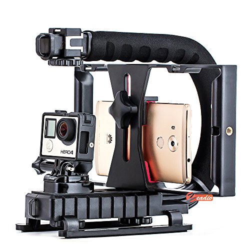 zeadio 2-in-1 multifunzionale tripla hot-shoe stabilizzatore palmare smartphone video Rig