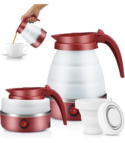 Bouilloire électrique Pliable 600ml - Silicone Alimentaire & Fond Inox 304 - 850W - 5 Min ébullition - Parfaite Pour Voyage, Camping, Bureau (Bleu)