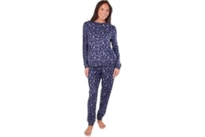 CHICWHISPER Ladies Plush Super Soft Check Pyjamas Warm Teddy Bear Fleece PJ'S